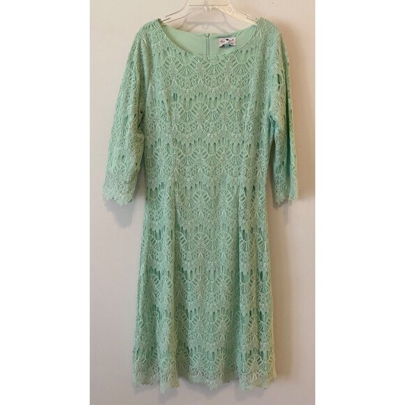 NWT Dainty Jewells Mint Green Lace Dress Modest Apparel For Women Medium - Picture 1 of 12